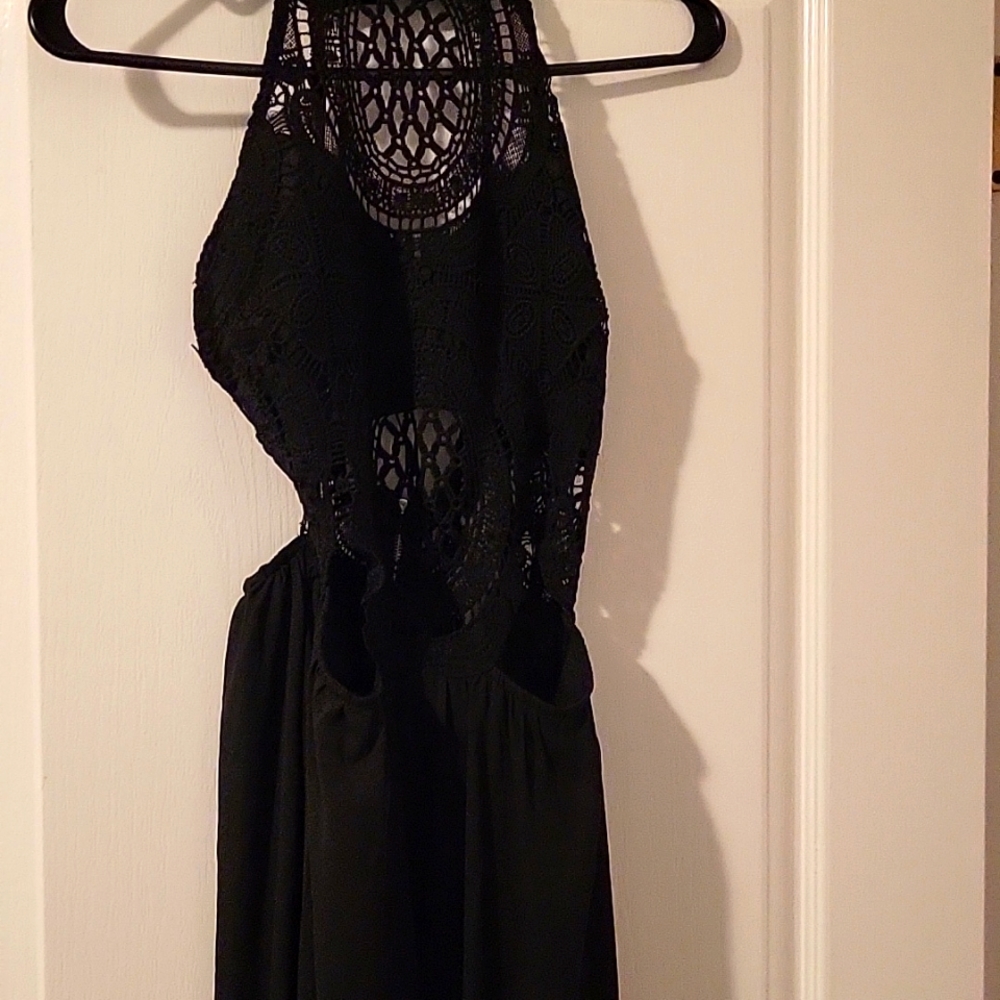 Black Crocheted Look Dress